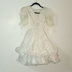 Angel Garment Vintage White beaded floral lace girls dress size 10